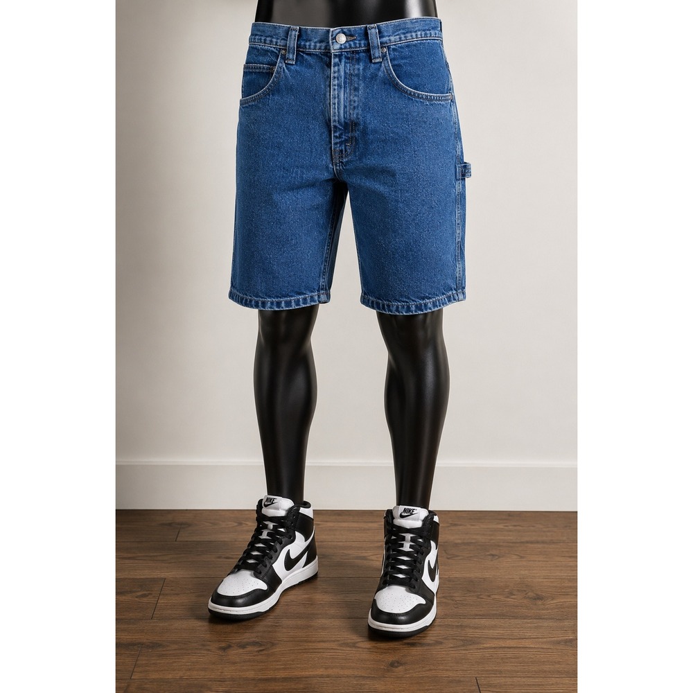 Wrangler Mens Carpenter‎ Denim Shorts Blue Medium Wash Relaxed Fit 34